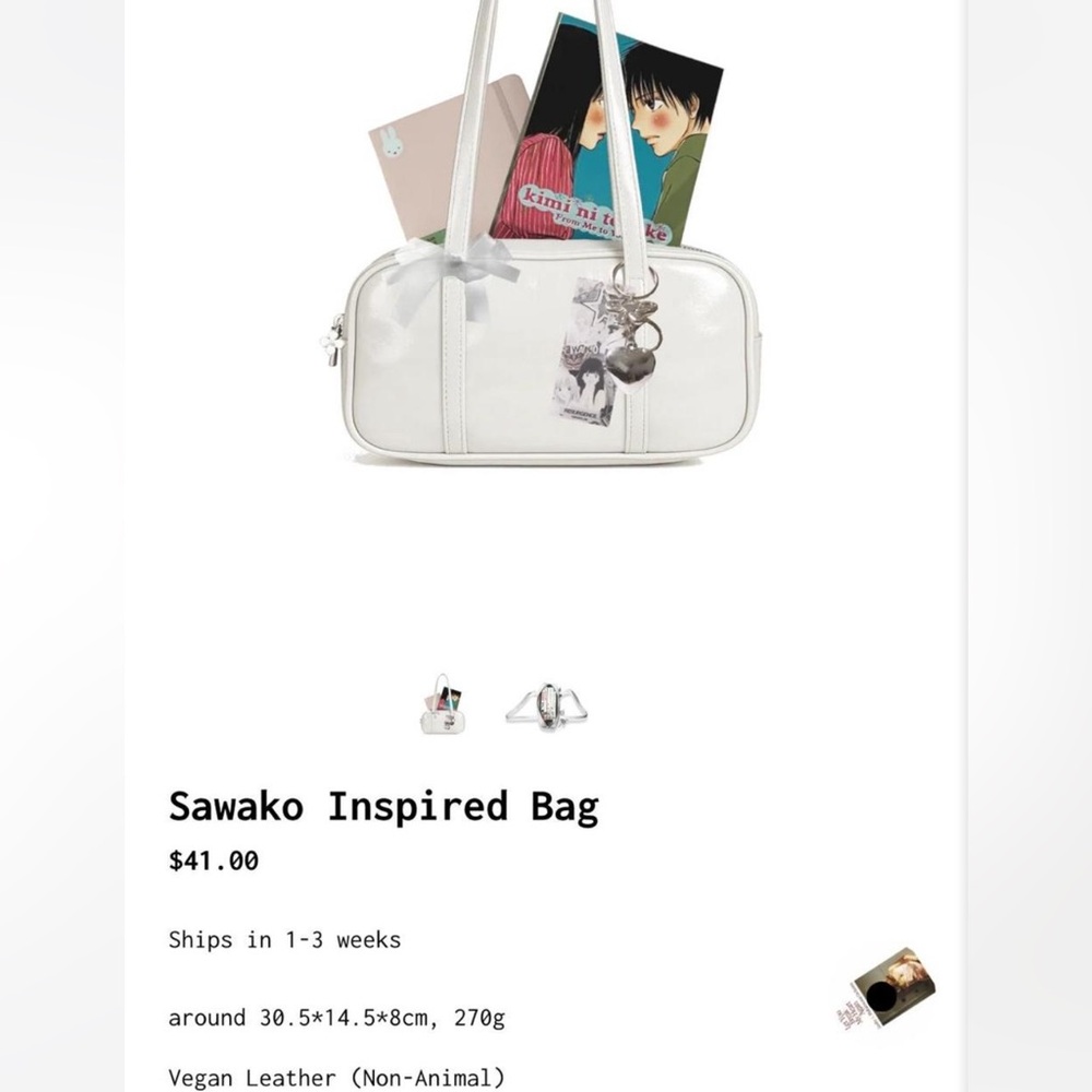 White and silver Sawako inspired bowling bag by resurgence - Picture 2 of 2